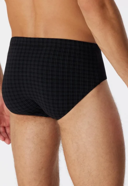 SCHIESSER Cotton Casuals slip (1-pack), heren minislip zwart geruit