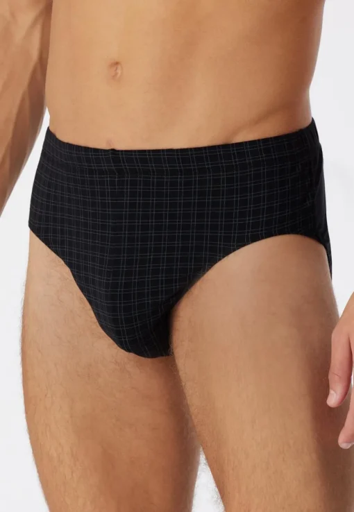 SCHIESSER Cotton Casuals slip (1-pack), heren minislip zwart geruit