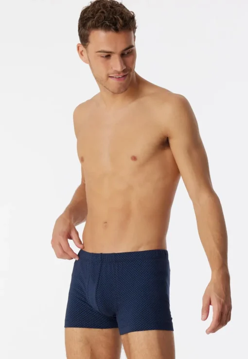 SCHIESSER Cotton Casuals boxer (1-pack), heren short met donkerblauw patroon