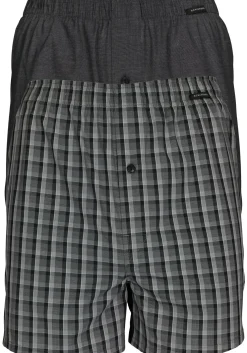 SCHIESSER Cotton Essentials boxershorts wijd (2-pack), klassiek katoen, zwart en geruit