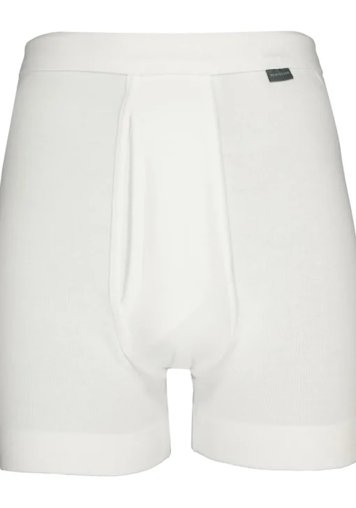 SCHIESSER Cotton Essentials lange short (1-pack), Feinripp met gulp, wit