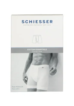 SCHIESSER Cotton Essentials lange short (1-pack), Feinripp met gulp, wit