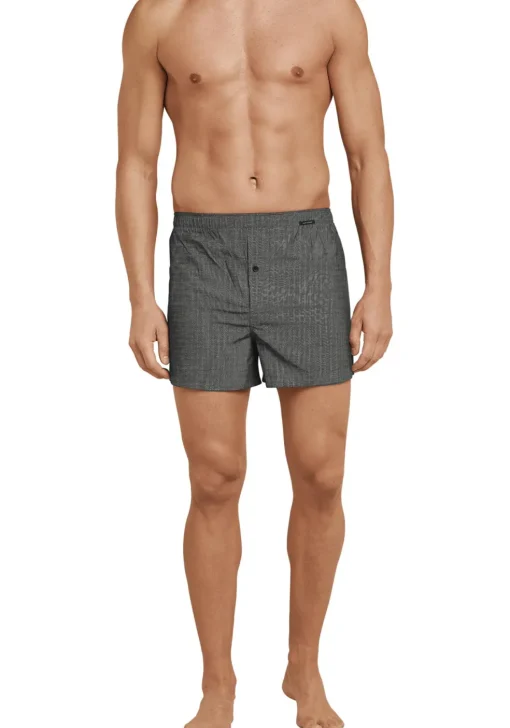 SCHIESSER Cotton Essentials boxershorts wijd (2-pack), klassiek katoen, zwart en geruit