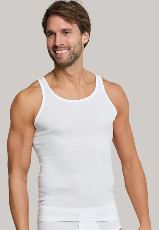 SCHIESSER Cotton Essentials Feinripp singlets (2-pack), wit