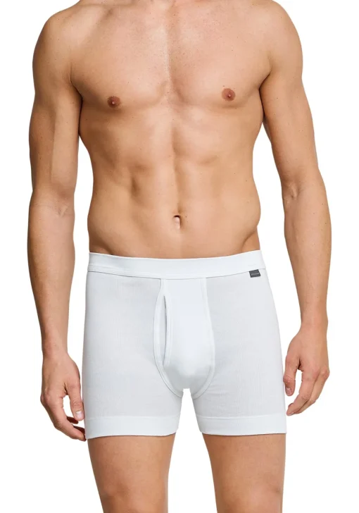 SCHIESSER Cotton Essentials lange short (1-pack), Feinripp met gulp, wit