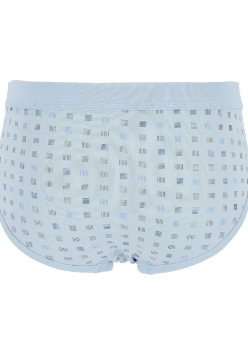 SCHIESSER Cotton Essentials sportslips (2-pack), Feinribb met gulp, lichtblauw geblokt