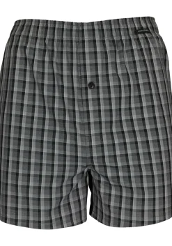 SCHIESSER Cotton Essentials boxershorts wijd (2-pack), klassiek katoen, zwart en geruit