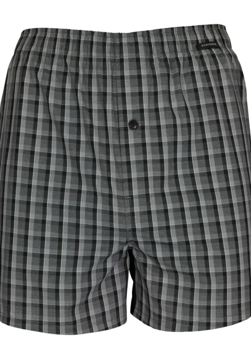 SCHIESSER Cotton Essentials boxershorts wijd (2-pack), klassiek katoen, zwart en geruit