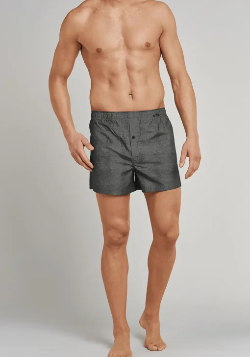 SCHIESSER Cotton Essentials boxershorts wijd (2-pack), klassiek katoen, zwart en geruit