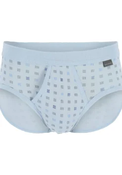 SCHIESSER Cotton Essentials sportslips (2-pack), Feinribb met gulp, lichtblauw geblokt