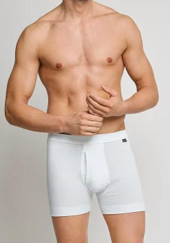 SCHIESSER Cotton Essentials lange short (1-pack), Feinripp met gulp, wit