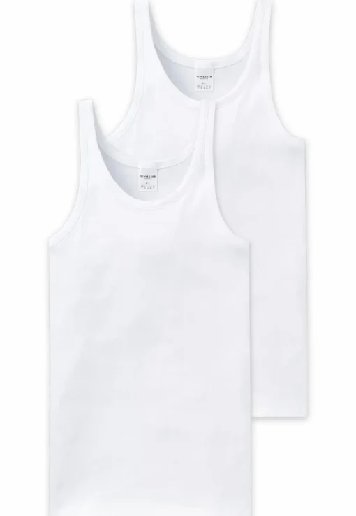 SCHIESSER Cotton Essentials Feinripp singlets (2-pack), wit