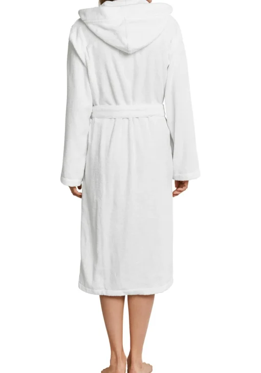 SCHIESSER dames badjas, dik badstof, capuchon, wit