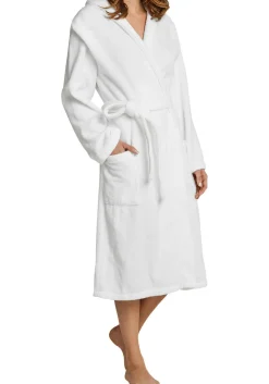 SCHIESSER dames badjas, dik badstof, capuchon, wit