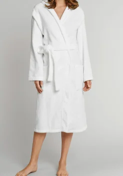 SCHIESSER dames badjas, dik badstof, capuchon, wit