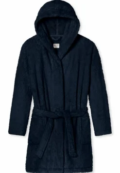 SCHIESSER Essentials badjas, dames kamerjas teddyfleece comfort fit donkerblauw