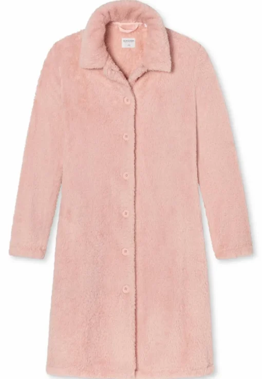 SCHIESSER Essentials badjas, dames teddyfleece kamerjas roze