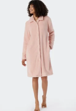 SCHIESSER Essentials badjas, dames teddyfleece kamerjas roze