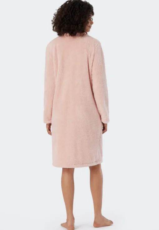 SCHIESSER Essentials badjas, dames teddyfleece kamerjas roze