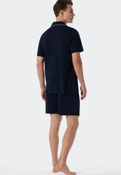 SCHIESSER Fine Interlock shortamaset, heren shortama interlock donkerblauw