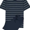 SCHIESSER heren shortama, V-hals, blauw met wit gestreept