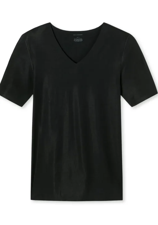 SCHIESSER Laser Cut T-shirt (1-pack), naadloos met diepe V-hals, zwart