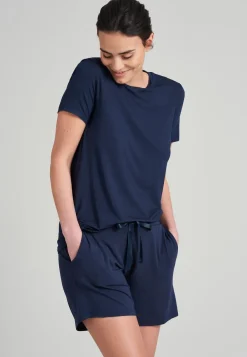 SCHIESSER Mix+Relax loungebroek kort, dames broek kort modal blauw