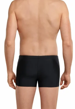 SCHIESSER nautisch casual heren badkleding, retro zwembroek met ritszakje in gerecyclede tricot fijne strepen zwart