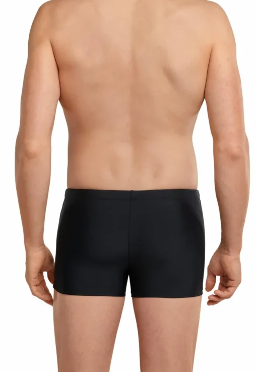 SCHIESSER nautisch casual heren badkleding, retro zwembroek met ritszakje in gerecyclede tricot fijne strepen zwart