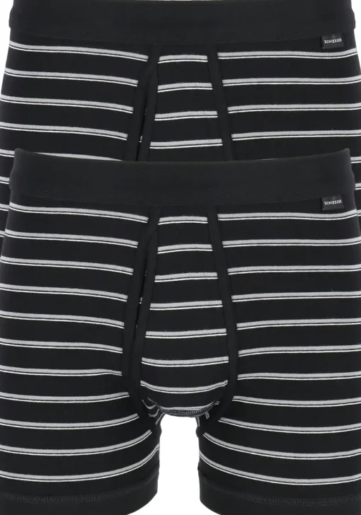 SCHIESSER Original Classics shorts (2-pack), Feinripp met gulp, zwart gestreept