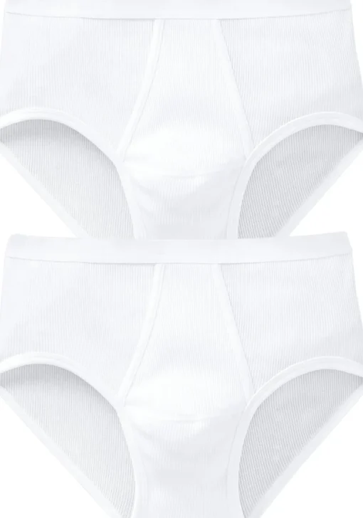 SCHIESSER Original Classics sportslip (2-pack), Doppelripp met gulp, wit