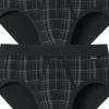 SCHIESSER Original Classics sportslips (2-pack), Feinripp met gulp, zwart geruit