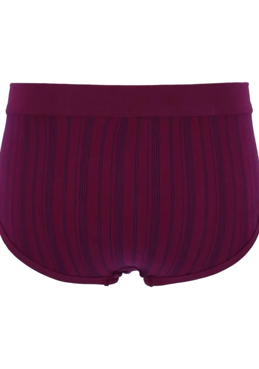 SCHIESSER Original Classics sportslips (2-pack), Feinripp met gulp, bordeaux rood gestreept