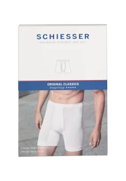 SCHIESSER Original Classics lange short (1-pack), Doppelripp met gulp, wit