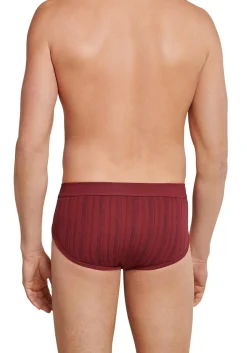 SCHIESSER Original Classics sportslips (2-pack), Feinripp met gulp, bordeaux rood gestreept