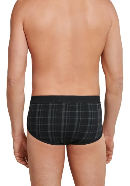 SCHIESSER Original Classics sportslips (2-pack), Feinripp met gulp, zwart geruit