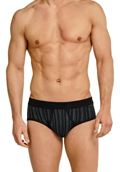 SCHIESSER Original Classics sportslips (2-pack), Feinripp met gulp, zwart gestreept