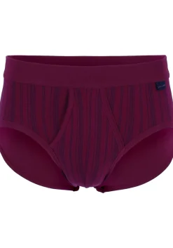 SCHIESSER Original Classics sportslips (2-pack), Feinripp met gulp, bordeaux rood gestreept