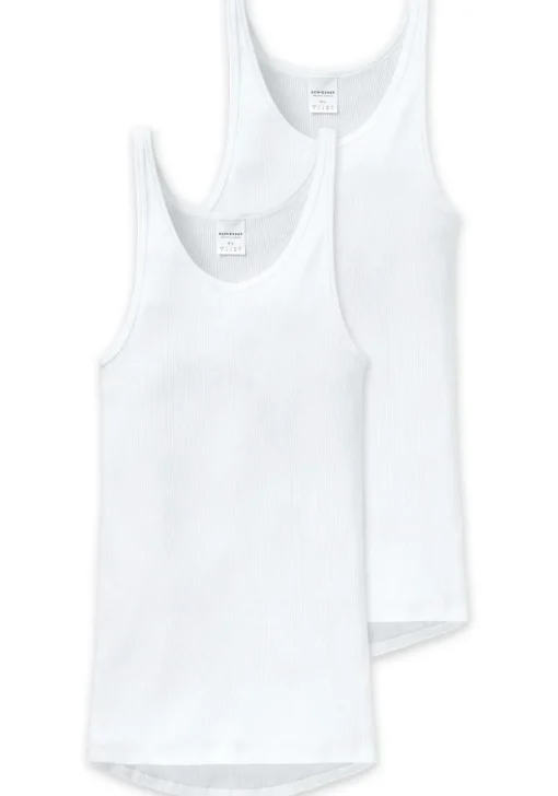 SCHIESSER Original Classics singlets (2-pack), Doppelribb, wit