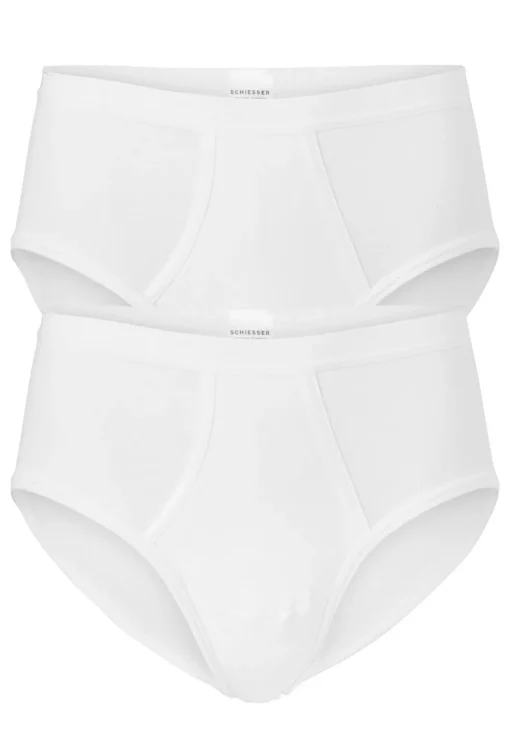 SCHIESSER Original Feinripp sportslips (2-pack), met gulp, wit