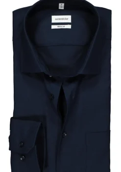 Seidensticker regular fit overhemd, donkerblauw structuur