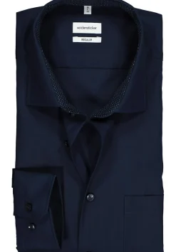 Seidensticker regular fit overhemd, donkerblauw (contrast)