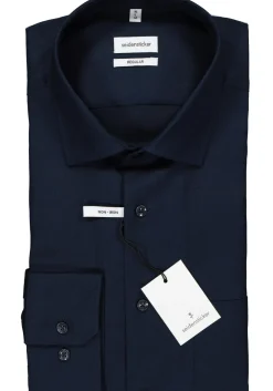 Seidensticker regular fit overhemd, donkerblauw structuur