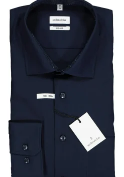 Seidensticker regular fit overhemd, donkerblauw (contrast)