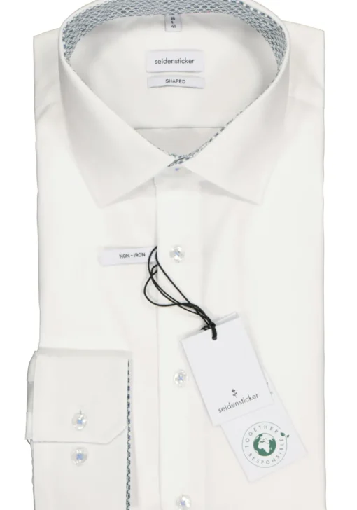 Seidensticker shaped fit overhemd, wit (contrast)