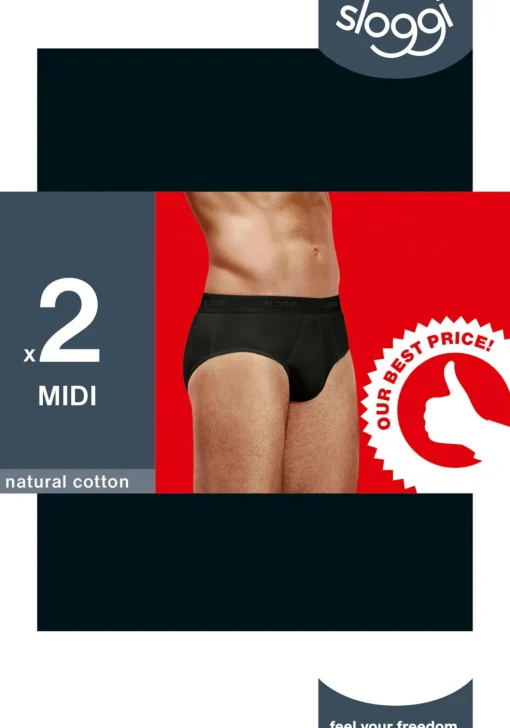 Sloggi Men 24/7 Midi, heren slips (2-pack), zwart