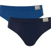 Sloggi Men GO Natural Brief, heren slip met smalle zijkanten (2-pack), kobalt- en donkerblauw