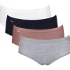 Sloggi Women Basic+ Midi (4-pack), dames slip, wit, grijs, zwart, beige