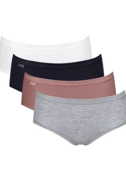 Sloggi Women Basic+ Midi (4-pack), dames slip, wit, grijs, zwart, beige