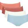 Sloggi Women Basic+ Midi (4-pack), dames slip, wit, lichtblauw, abrikoos, terra